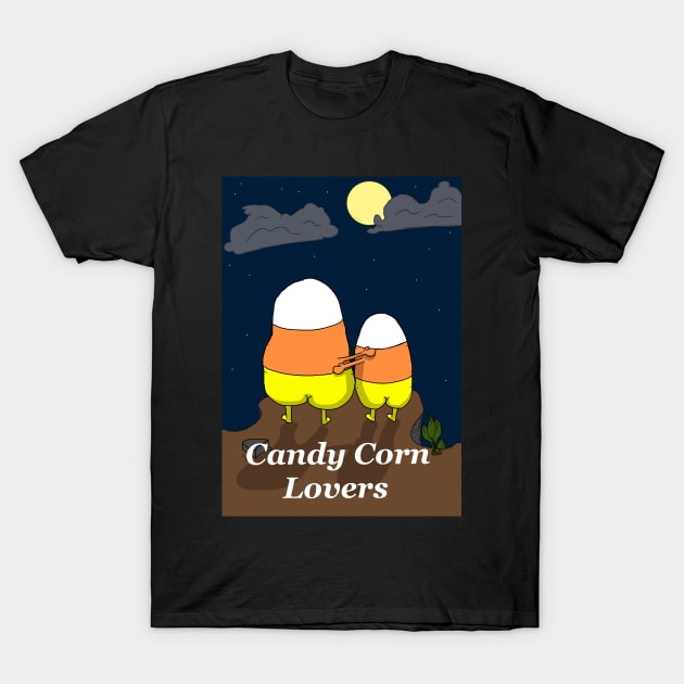 Candy Corn Lovers Moonlight Embrace T-Shirt by JonnyVsTees